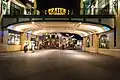 The entrance at night