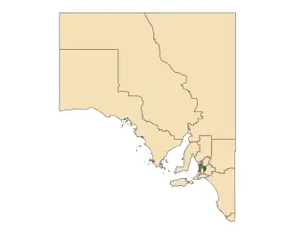 Map of South Australia with electoral district of Kavel highlighted
