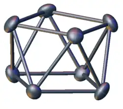 Structure of the Bi2+ 8 cluster in the [Bi8](GaCl4)2.