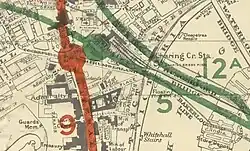 A map with green and red lines marking routes of proposed railways labelled "9", "5" and "12A".