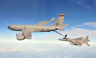 Flying boom refuelling.