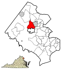 Location of Oakton in Fairfax County, Virginia