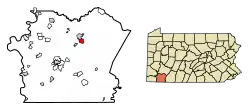 Location of South Connellsville in Fayette County, Pennsylvania.