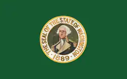 Flag of Washington before standardization of seal, (1923 – April 1, 1967)