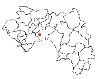 Location of Mamou Prefecture and seat in Guinea.