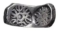 Image 28"Bent bar" of the Gandhara Janapda unearthed with Achaemenid and Greek coins, Gandhara, c.350 BC. (from Punch-marked coins)