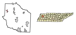 Location of Yorkville in Gibson County, Tennessee.
