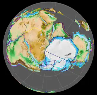 Gondwana 420 Ma, centered on South Pole