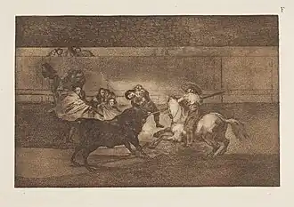 F: Varilarguero y chulos haciendo el quite a un torero cogido