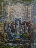 "Building of a church on the island" by Vjekoslav Paraća, Queen Helen is shown in the centre