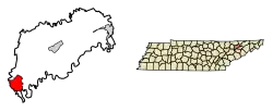 Location of Blaine in Grainger County, Tennessee.