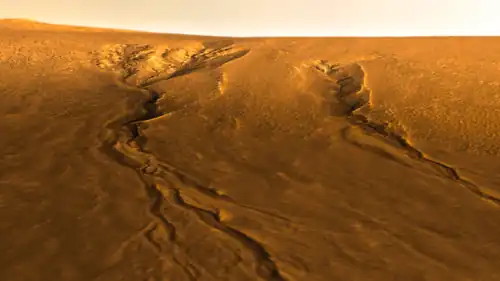 Gullies on central uplift of Lyot crater, image reprocessed from HiRISE data.