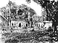 A distant view of the gurdwaras, centre, seen from the south. Auxiliary buildings and substantial landed property of the gurdwara can also be observed in 1950.