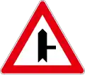 Joining a side road at right angles to the right