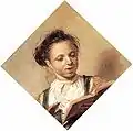 HdG cat. nr. 118: Girl Singing, with a buttoned-up chemise under a green tunic
