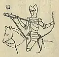 Early petronel, from a manuscript in the ancient library of Burgundy, by Glockenthon, of the arms of the Emperor Maximilian I (1505).