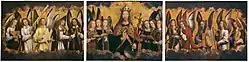 1480s, Germany. Christ with Singing and Music-Making Angels by Hans Memling.
