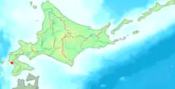 Location of Kumaishi in Hokkaido (Hiyama Subprefecture)
