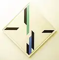 Bi-Axial Space Modulation, 2014, KHD on canvas, 107 × 107 cm.