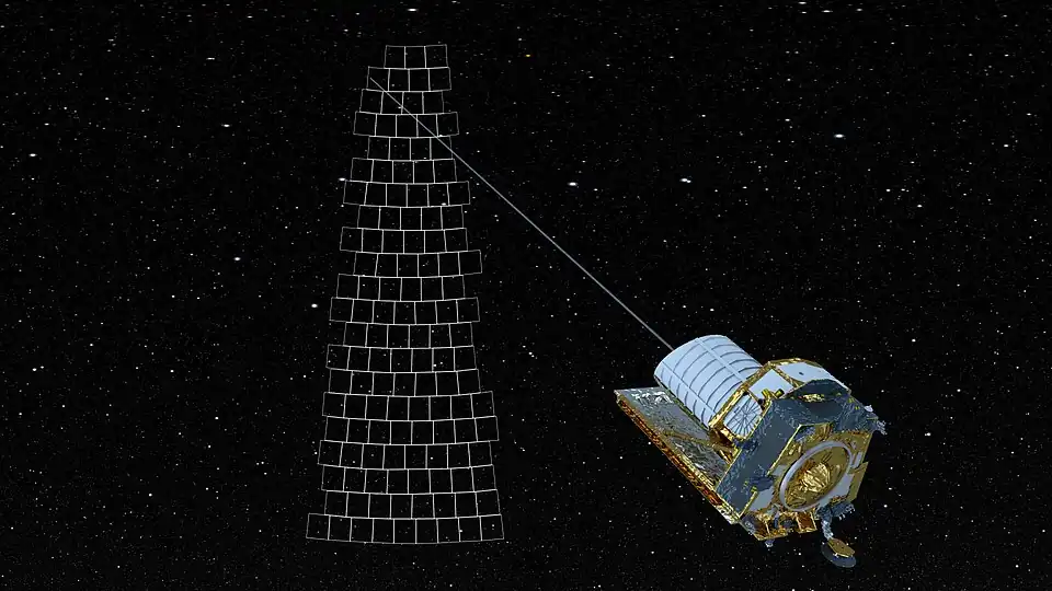 Euclid scans across the night sky using a "step-and-stare" method, combining separate measurements to form the largest cosmological survey ever conducted in the visible and near-infrared.