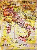 Maximum expansion of the Kingdom of Sardinia in 1860