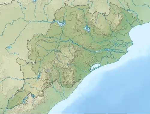 Map showing the location of Chandaka Elephant Sanctuary "ଚନ୍ଦକା ହାତୀ ଅଭୟାରଣ୍ୟ"