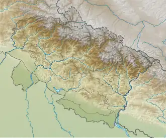 Map showing the location of Gomukh
