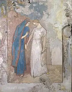Odilon Redon, c.1905, Initiation study: two young ladies, oil on canvas, 93 x 65 cm, Dallas Museum of Art