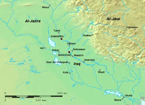 Geophysical map with regions and major cities