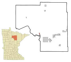 Location of the city of Deer River within Itasca County, Minnesota