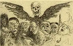 Death Dominating the Deadly Sins (1904) etching, 9 × 14 cm, Royal Library of Belgium, Brussels