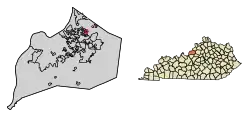 Location of Creekside in Jefferson County, Kentucky