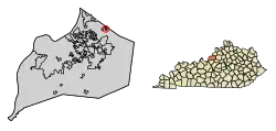 Location of City of Worthington Hills in Jefferson County, Kentucky