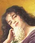 Young Woman with Chrysanthemum 1900