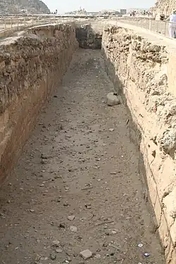 One of the boat pits on the east side of the Great Pyramid of Giza