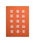 earthenware ceramic elements on wood, covered with Plexiglas