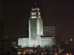 Seen at night from the Walt Disney Concert Hall