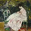 "Woman Sewing in a Garden," between 1896 and 1927.