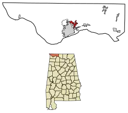 Location of St. Florian in Lauderdale County, Alabama.