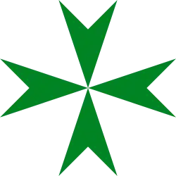 The green-enameled Maltese Cross of the Order of Saint Lazarus, founded c. 1119