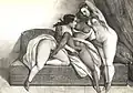 Lesbisches Spiel, Anonyme Lithographie, 1840