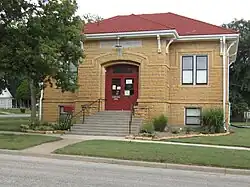 Lincoln, KS public library funded by Andrew Carnegie.