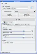 One of initial version's interface of Linphone in Linux (GNOME)