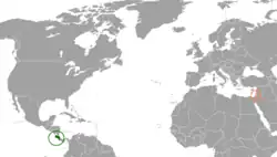 Map indicating locations of Costa Rica and Israel