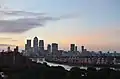 One Canada Square pyramid top standing out on the skyline