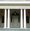 The portico at the entrance to Hollyhock.