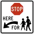 R1-5cL Stop here for school crossing (left)