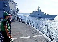 INS Satpura as seen from USS Halsey