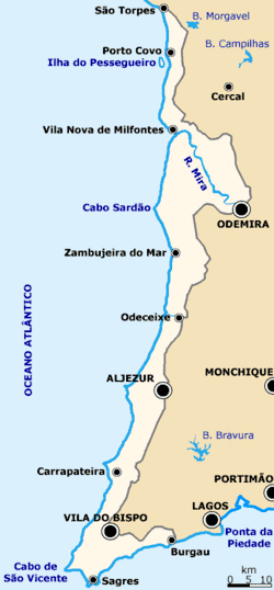 Map of the Vicentine Coast Natural Park