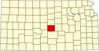 Map of Kansas highlighting Rice County